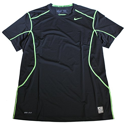 Nike Men's Pro Combat Fitted 2.0 Short Sleeve Crew Shirts Black/Volt
