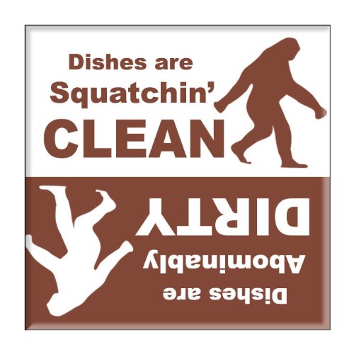 Guajolote Prints Clean Dirty Dishwasher Magnet Sasquatch 2.5 x 2.5 inches