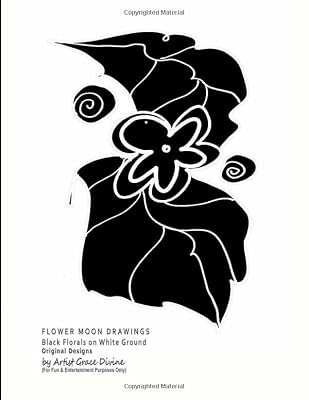 FLOWER MOON DRAWINGS Black Florals on White Ground Original Designs Use to Decorate or Use to Journal by Artist Grace Divine