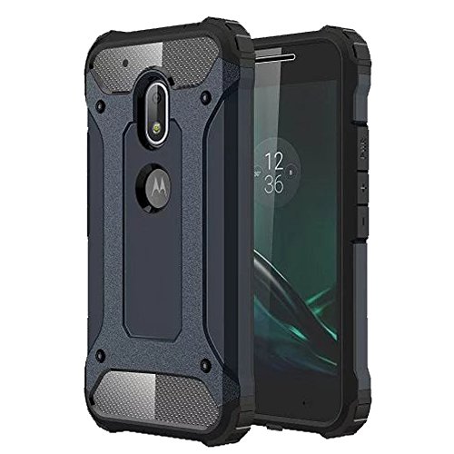 Motorola Moto G4 Plus, Heavy Duty Rugged Tough Hybrid Armor Back Case Cover For Motorola Moto G4 Plus-Navy Blue