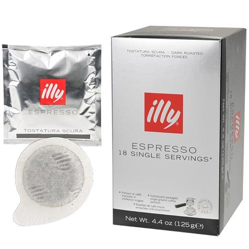 Illy espresso coffee pods, DARK roast, 18 coffee pods.