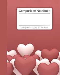 Composition Book - Pink Heart Shaped Balloons: For Girls, Girlfriends, Teens or Kids, College Ruled, 100 Pages, 7.5x9.25 Inches, Soft Matte Cover (Hearts Collection) by Paper March&eacute;