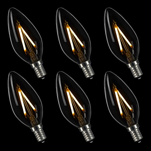 LIGHTSTORY LED Candelabra Bulb C11, E12 Candle Base 2700K Non-Dimmable LED Bulb, 1.8W=25W (6 PACK)