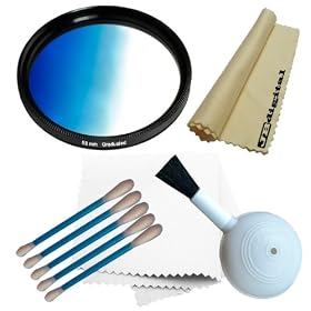 58mm Graduated Blue Filter + Deluxe 3 Piece Lens cleaning kit (Soft Cloth, Cleaning Brush, Cotton Swabs) + JB Microfiber Lens Cleaning Cloth