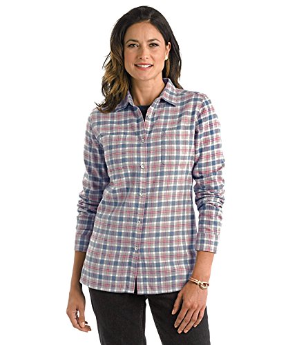 woolrich womens the pemberton flannel shirt, blue haze tartan