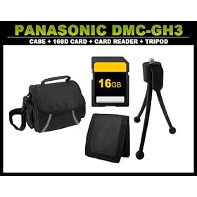 Panasonic Lumix DMC-GH3 Accessory Bundle Kit (Case + 16SD Memory Card + Card Wallet + 6'' Mini Tripod)