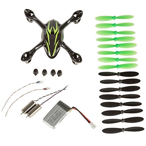 The Hubsan _ Dron Quadcóptero verde y negro con set para impacto - Modelo X4 H107C
