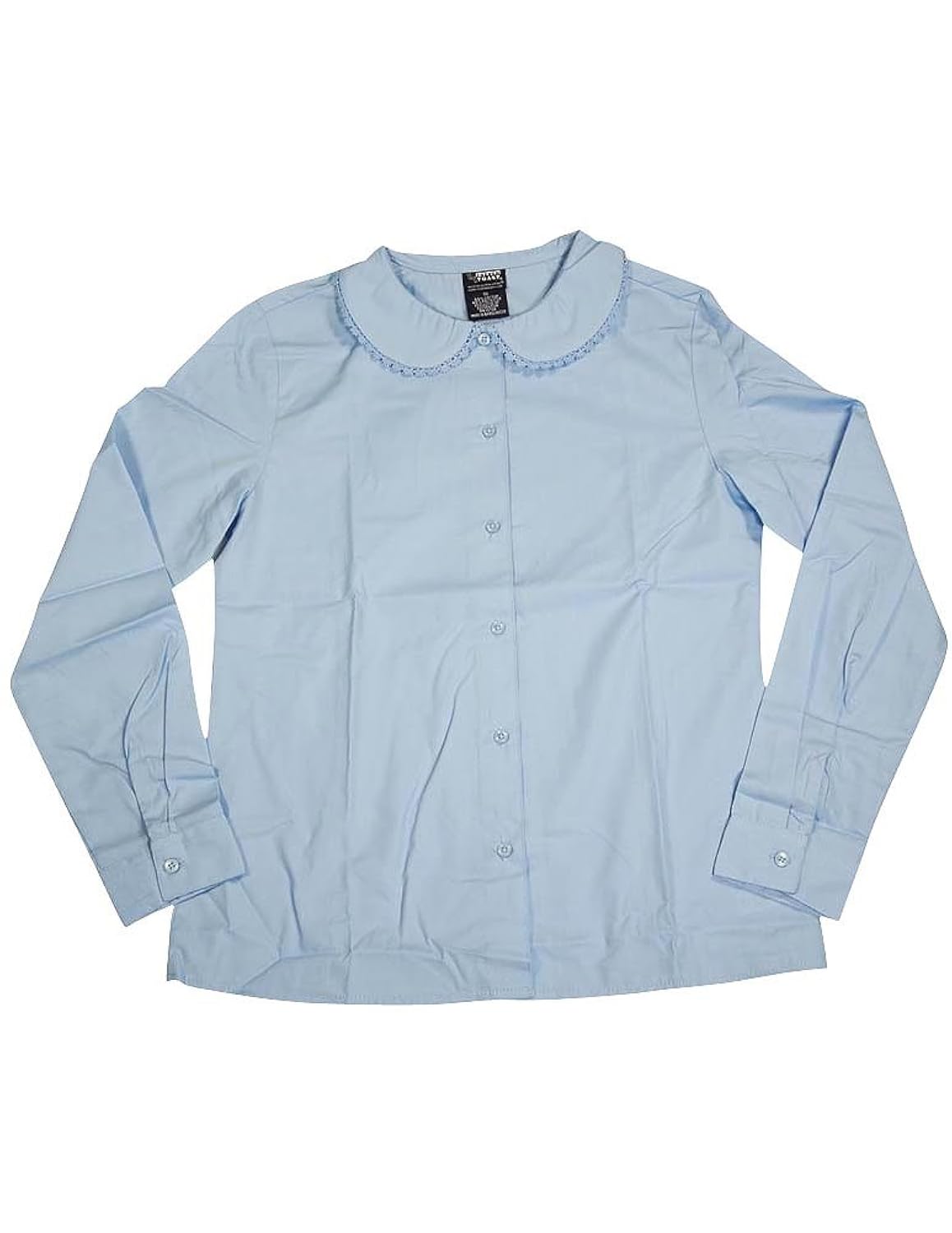 

French Toast - Big Girls' LS Peter Pan Blouse with Lace Trim Collar