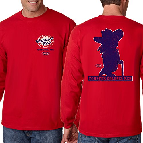 Ole Miss Football Fans. Colonel Reb Red Long Sleeve T-Shirt (S-5X)
