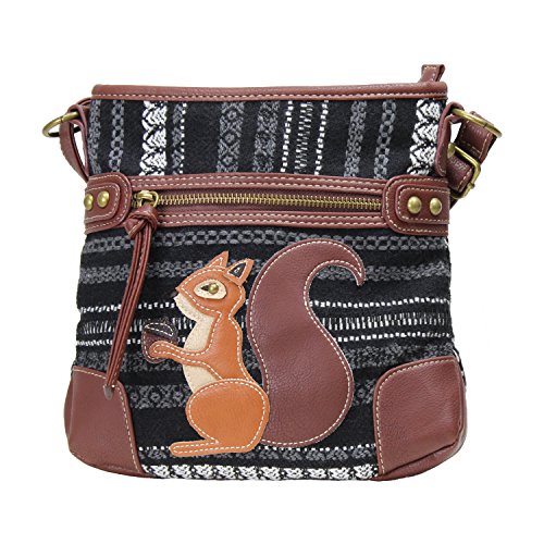 Squirrel Aztec Tribal Crossbody Woven Fabric Bag