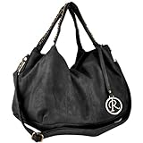 Everyday Top Double Adorned Leatherette-wrapped Chain Handle Shopper Hobo Satchel Tote Purse Handbag Shoulder Bag