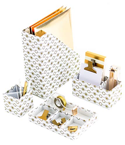 Algopix Similar Product 6 - Blu Monaco Gold Desk Organizers and