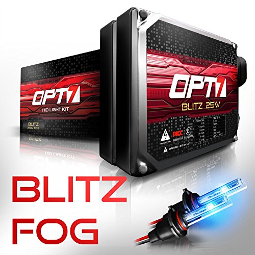 OPT7 Blitz Fog Light HID Kit • 3x Brighter - 4x Longer Life - All Colors and Sizes • Simple DIY Install - 2 Yr Warranty - Bulbs and Ballasts [H11 H8 H9 - 10K Deep Blue Xenon]