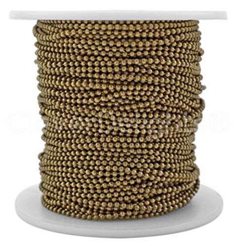 CleverDelights Ball Chain Spool - 30 Feet - 1.5mm Ball (Small) - Antique Bronze Color - 10 Meters
