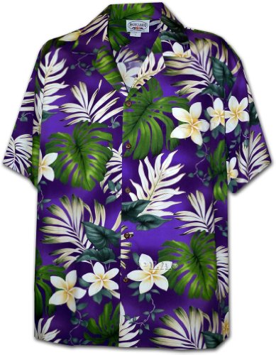 Tropical Floral Monstera and Plumeria Hawaiian Shirt