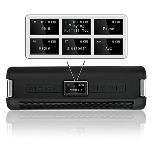 

Ivation Acoustix All-Terrain Bluetooth Speakers w/ FM Radio & LCD Display, IPX7 Water & Dust Proof - Rechargeable 2500mAh Battery for 9 Hour Play Time