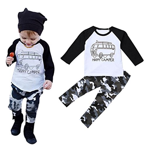 Efaster® 1Set Toddler Baby Boy Long Sleeve Print T-shirt Tops+Pants Outfit Car Pattern Clothes