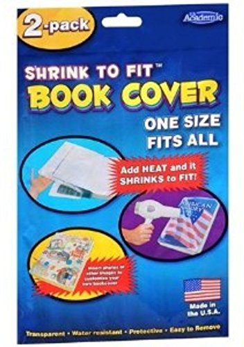 Shrink to Fit Book Covers, One Size Fits All, Heat Shrink By It's Academic (2 Covers))