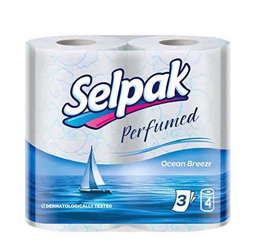 Selpak Ocean Scented Toilet Paper Bathroom Tissue Roll - 3Ply (4 Rolls/Pack)