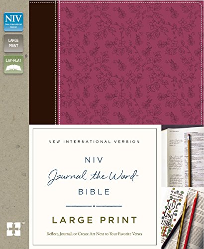 NIV, Journal the Word Bible, Large Print, Imitation Leather, Pink/Brown: Reflect, Journal, or Create Art Next to Your Favorite Verses by Zondervan