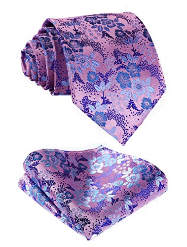 SetSense Men's Floral Paisley Jacquard Woven Tie Necktie Set