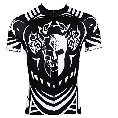 Paladin Cycling Jersey for Men Short Sleeve Skull Pattern Black Bike Shirt