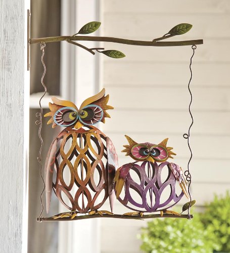 

Swinging Owl Pair Iron Wall Sculpture