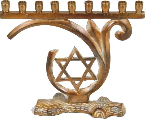 

GiftBay Menorah 9-Branch with Star of David Vintage-Look Brown Patina Finish 6.5" H Perfect for Gifts and Menorah Collection