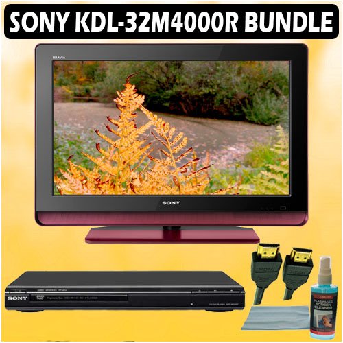 Sony Bravia MSeries KDL32M4000/R 32inch 720P LCD HDTV Red + Sony DVD