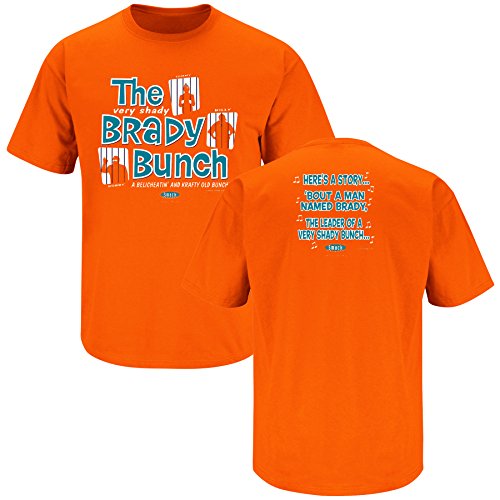 Miami Dolphins Fans. The Very Shady Brady Bunch. Deflategate Orange T-Shirt (S-5X)