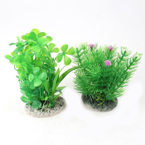 

2 Pcs Fish Tank Green Plastic Underwater Plants Water Grass Ornament