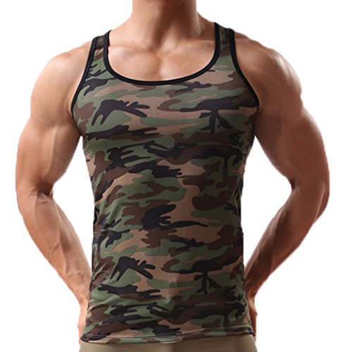 Ouye Men's Camouflage Tank Top Vest Medium