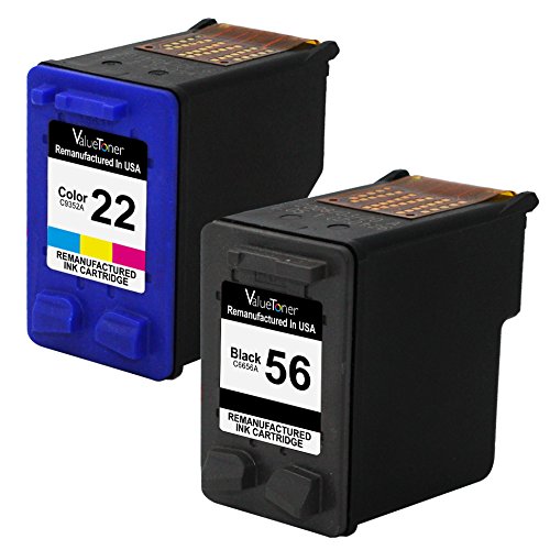 Valuetoner Remanufactured Ink Cartridge Replacement For Hewlett Packard HP 56 & HP 22 C6656AN C9352AN (1 Black, 1 Tri-Color) 2 Pack