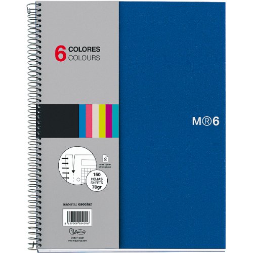 Miquelrius 8.5 x11 Wirebound Notebook, 6-Subject, College Ruled, Blue