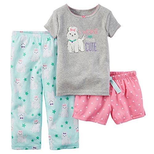 Carter's Little Girls' 3-Piece Cotton & Jersey Pajamas Set