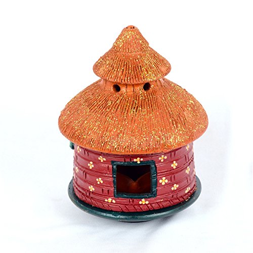 

ExclusiveLane Terracotta Handpainted Hut Tea Light Holder