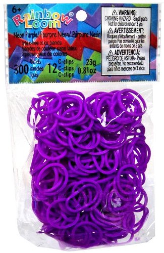 

Official Rainbow Loom 300 Ct. Rubber Band Refill Pack NEON PURPLE [Includes 12 C-Clips!]
