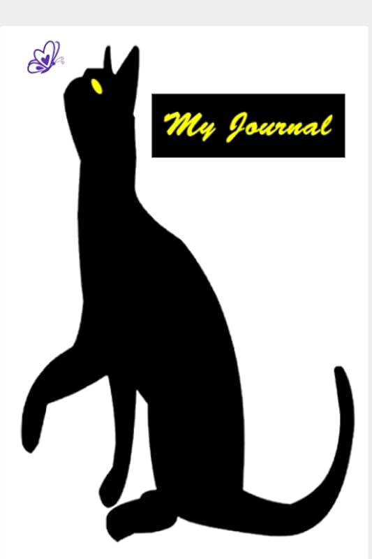 Black Cat 60 Page 5x9 Journal: Can I have that butterfly, please? by Boo's Sparkly Things