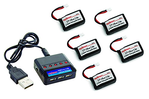 Combo: T439 charger for 3.7V Lithium RC battery + 5pc 3.7V 630mAh Lipo Battery Pack (34131) for Syma X9 Flycar