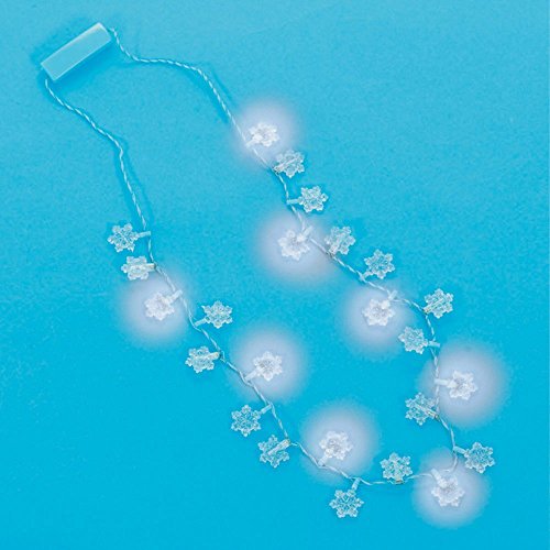 Amscan Festive Christmas Snowflake Light-Up Necklace (1 Piece), Light Blue/White, 32