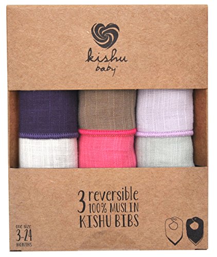 Kishu Baby Girl's Reversible Bandana Bib 3-Pack Set B, Multicolor, One Size