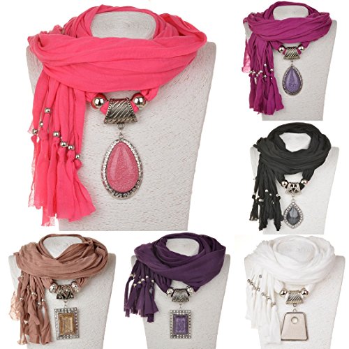 Long Soft Bohemian Fabric Resin Pendant Shawl Scarf Charm Necklace(please Allow the Slight Color Difference)