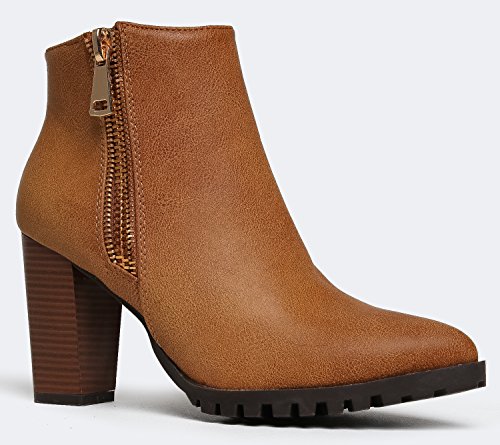 Zipper Designer Western Pointed Toe Wooden Heel cowboy Ankle Boot Moto Bootie