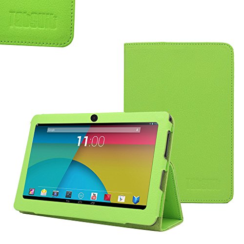 TabSuit Dragon Touch Y88X Plus PU Leather Case Stand Cover for 7'' Dragon Touch Y88X Plus/ Y88X/ Y88, KingPad K70/ K77, NeuTab N7/ N7 Pro, Chromo, ProntoTec, iRulu, Zeepad, Alldaymall w/ Dual Camera (Green)