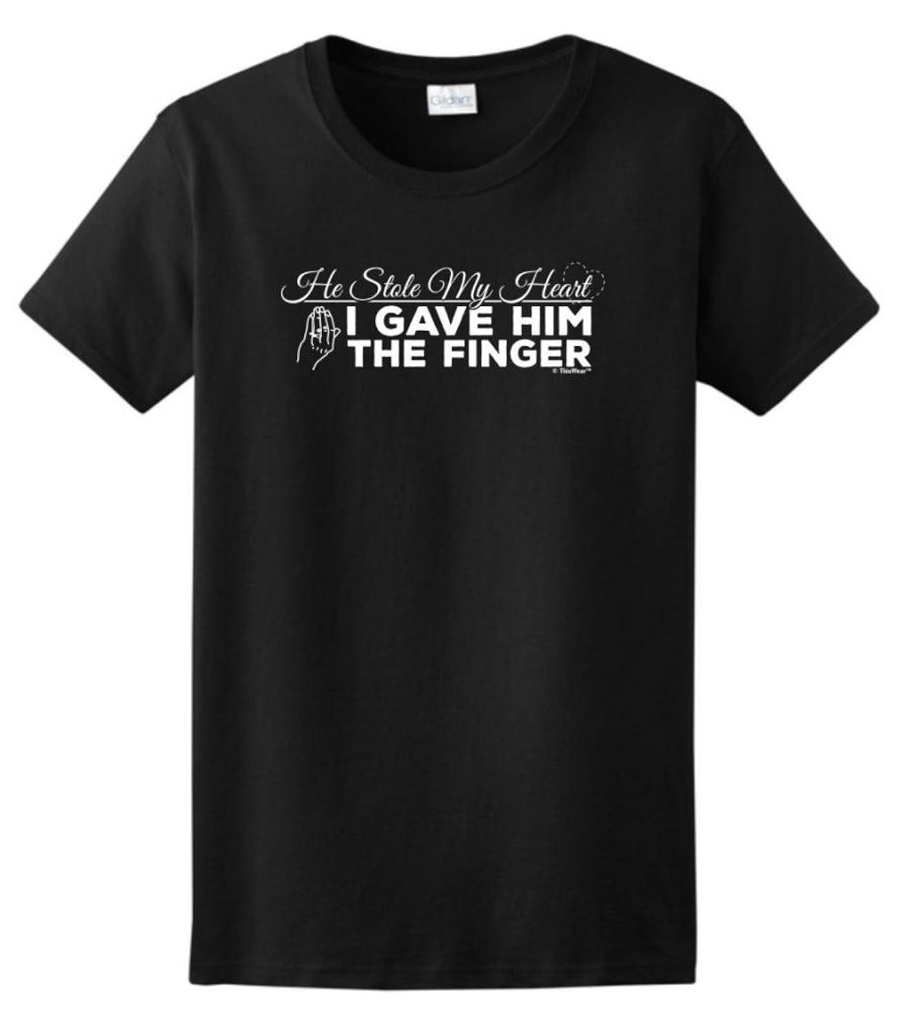 

He Stole my Heart I Gave Him the Finger Funny Bride Ladies T-Shirt