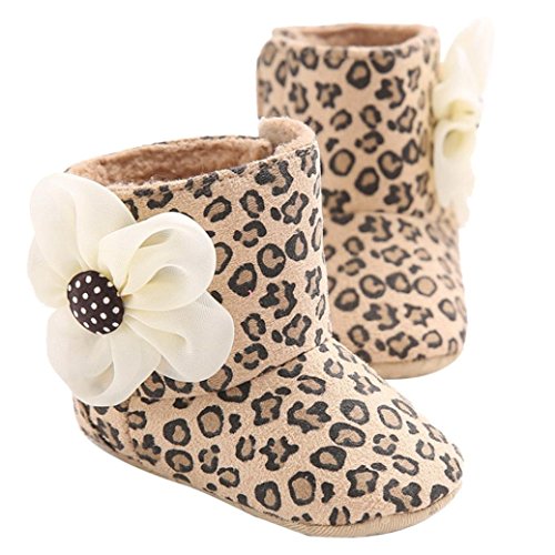DZT1968® Baby Girl Soft Sole Leopard Print Flower Keep Warm Socks Shoes Snow Boots