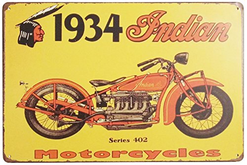 ERLOOD 1934 Indian Series 402 Motorcycles Retro Vintage Metal Tin Sign 12