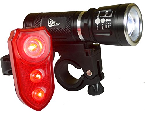 SafeCycler LED Bike Lights - Super Bright Front And Rear Bicycle Light Set for Your Safety - Flashing Lights Grab Motorists Attention- Be Safer Today