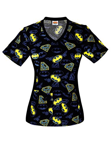 Tooniforms 'V-Neck Knit Panel Print Top' Scrub Top