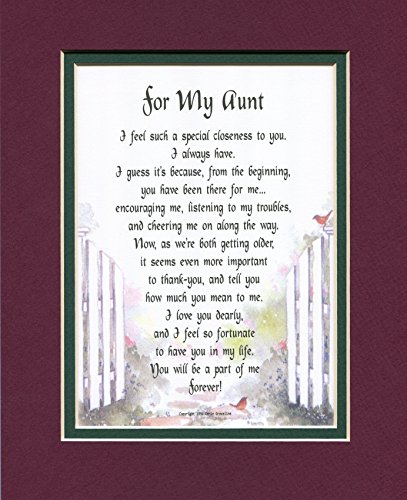 A Gift For An Aunt, #66, Double-matted in Burgundy over Dark Green And Enhanced With Watercolor Graphics.